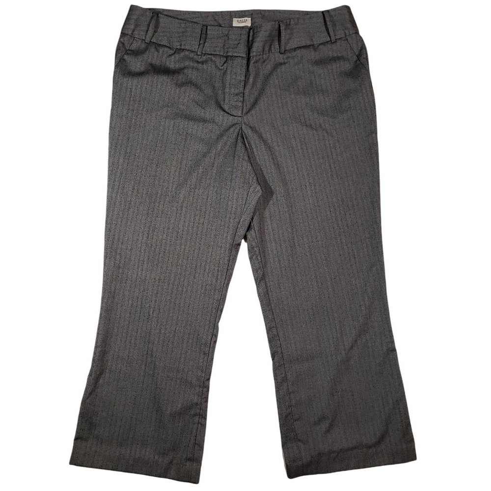 Dalia Collection 20W Women's Trousers Grey Herringbone Straight Leg Flat Front